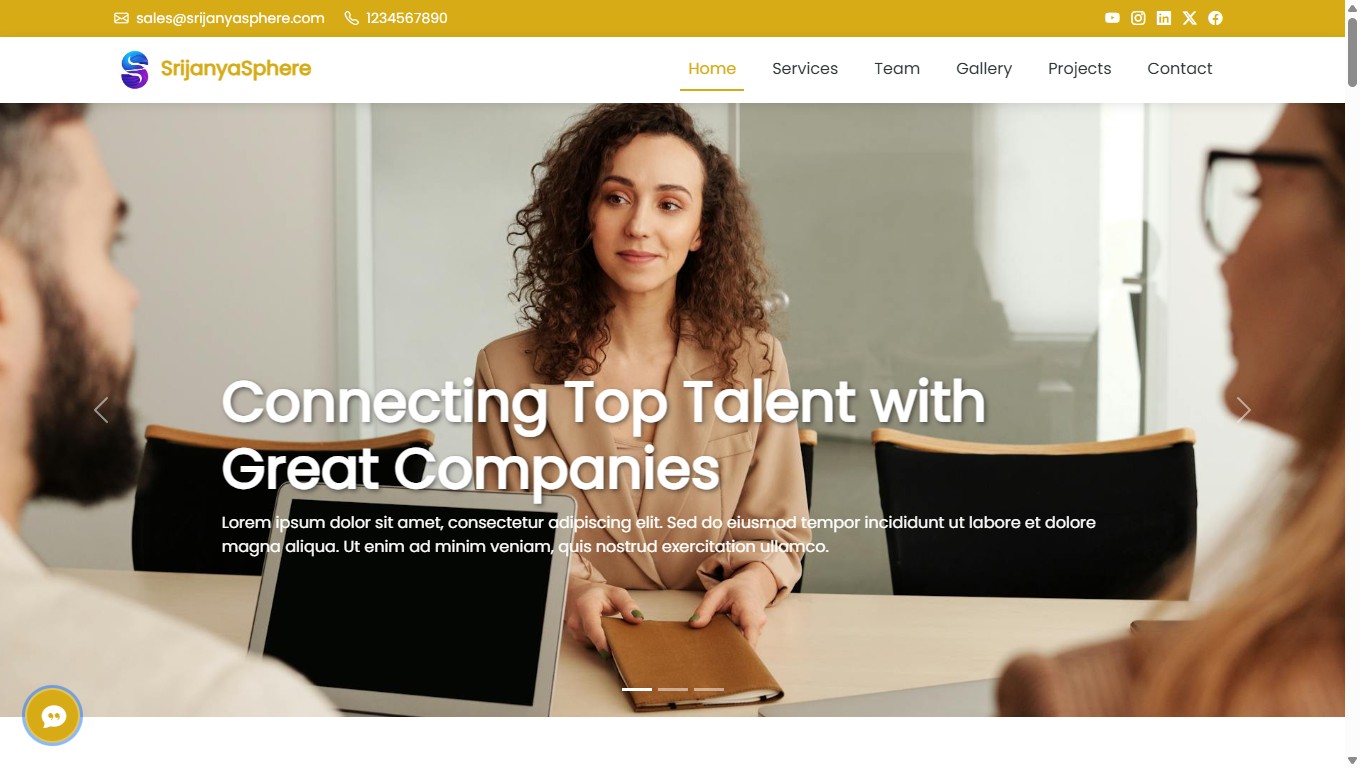 An elegant and modern template with a banner, an informative about us section, and a projects gallery. Also includes testimonials and a contact form. preview