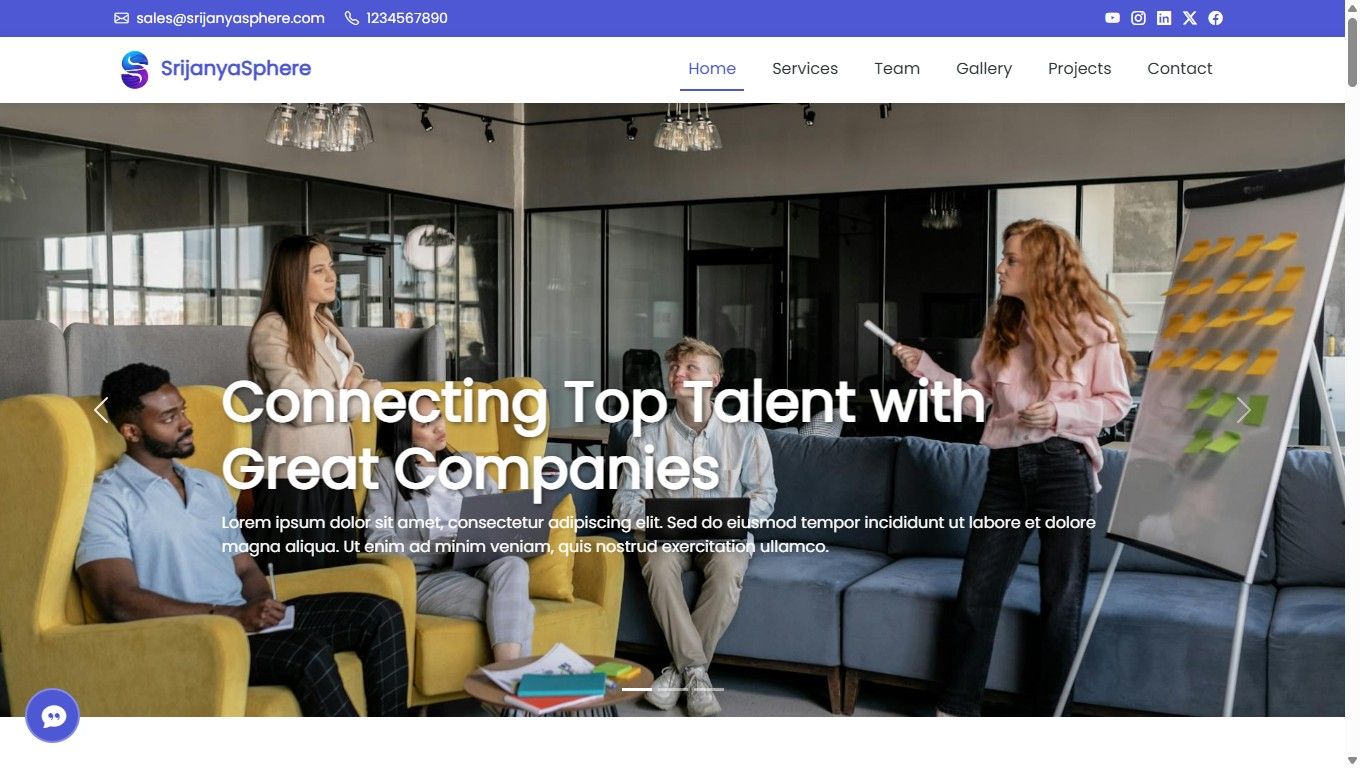 A business-focused template with a bold banner, a detailed about us page, services, and a dedicated team section. It helps showcase your company's talent. preview