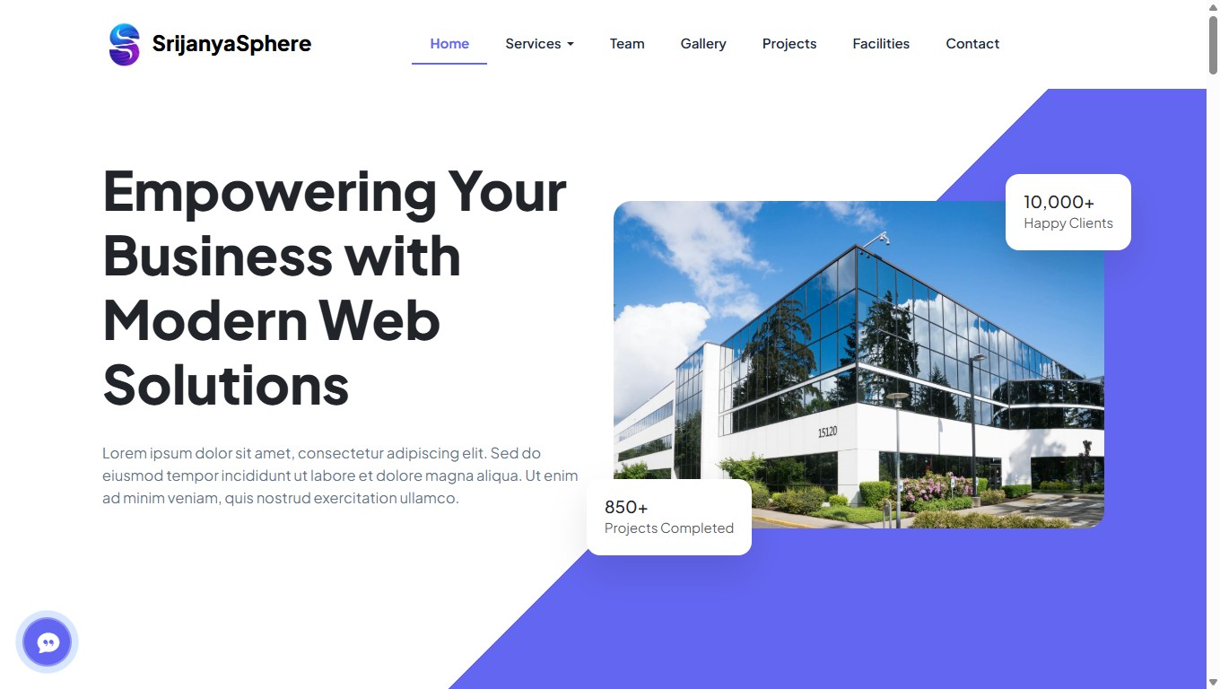 A complete business template with a stunning banner, about us, and services. It includes all sections for a comprehensive website. preview